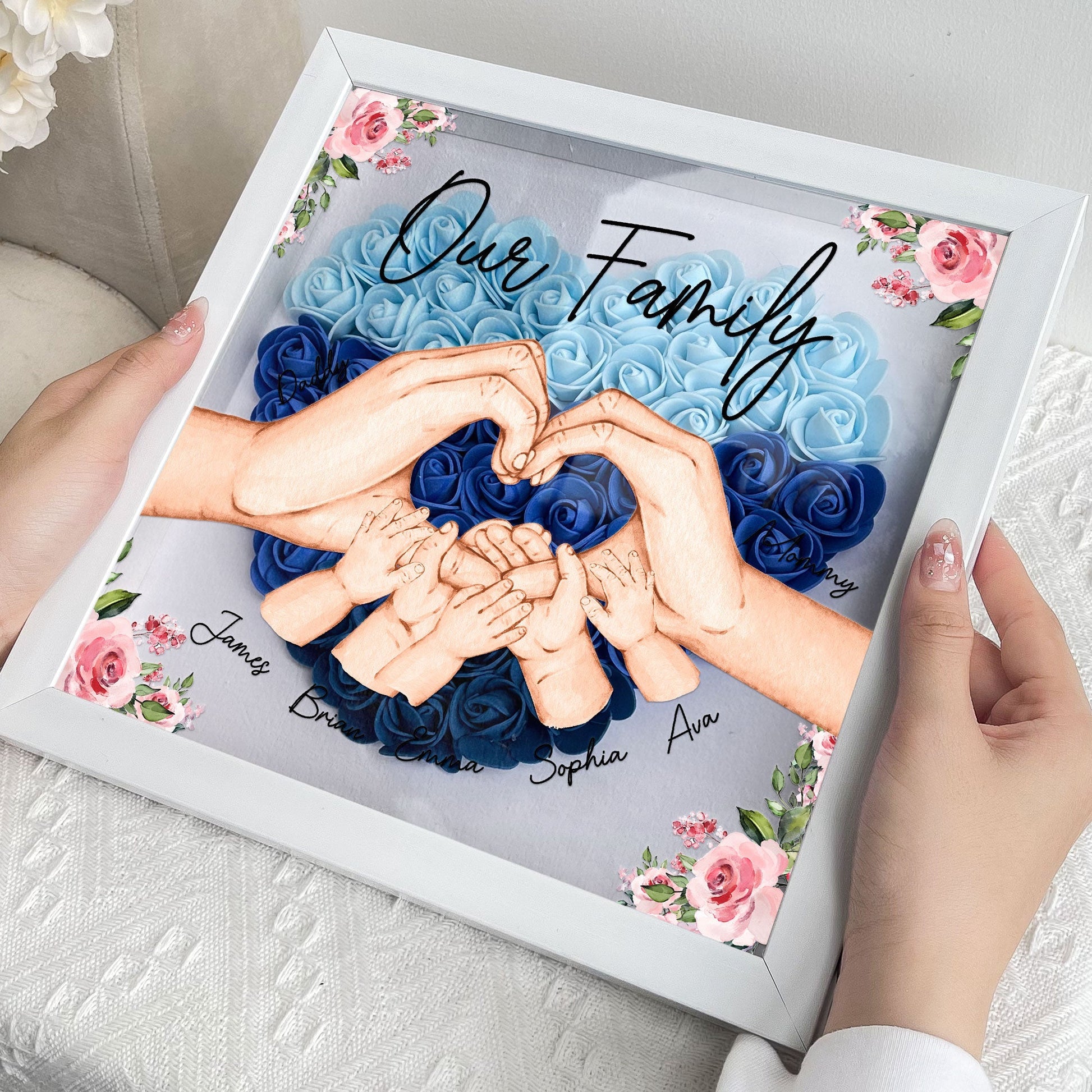 Personalized Flower Shadow Box - "Our Family Hands " - Personalized Gift - Premium Flower Shadow Box from Concordia Style Boutique - Just $33.36! Shop now at Concordia Style Boutique