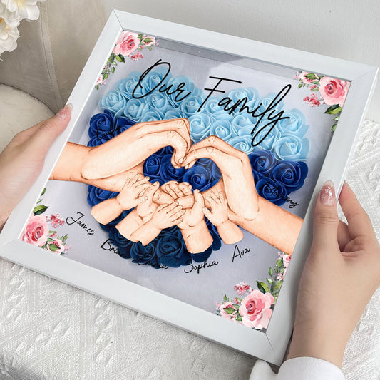 Personalized Flower Shadow Box - "Our Family Hands " - Personalized Gift - Premium Flower Shadow Box from Concordia Style Boutique - Just $33.36! Shop now at Concordia Style Boutique