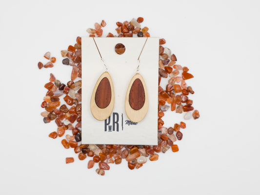 Sunset Teardrop Wooden Earrings – Maple & Padauk - Concordia Style Boutique