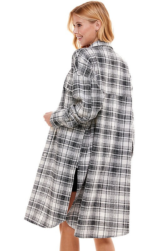 Oversized Long Plaid Shacket