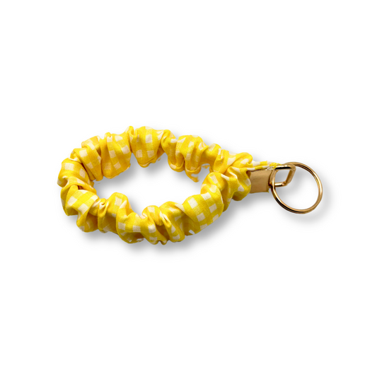 Yellow Gingham Spring Scrunchie Wristlet