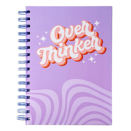 Overthinker Spiral Bound Notebook | Reflective Cover Journal | Retro Violet - Premium Notebook from The Bullish Store - Just $12.95! Shop now at Concordia Style Boutique