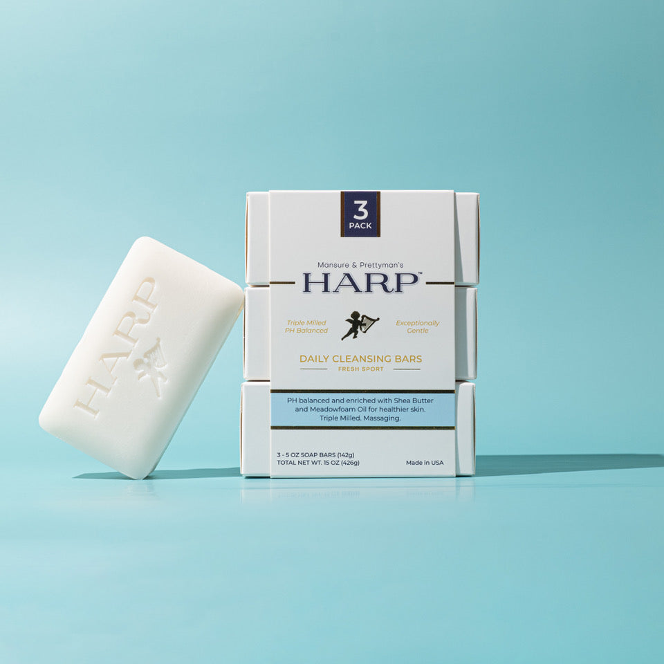 HARP pH-Balanced Body Wash Bar - Exceptionally Gentle For Dry or Sensitive Skin + Shea Butter-Borage oil- Meadowfoam | Non-Comedogenic | Soap-Free, Lye-Free. FRESH SPORT FRAGRANCE. 5oz
