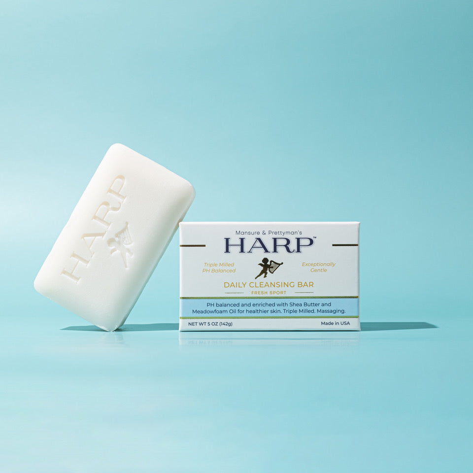 HARP pH-Balanced Body Wash Bar - Exceptionally Gentle For Dry or Sensitive Skin + Shea Butter-Borage oil- Meadowfoam | Non-Comedogenic | Soap-Free, Lye-Free. FRESH SPORT FRAGRANCE. 5oz