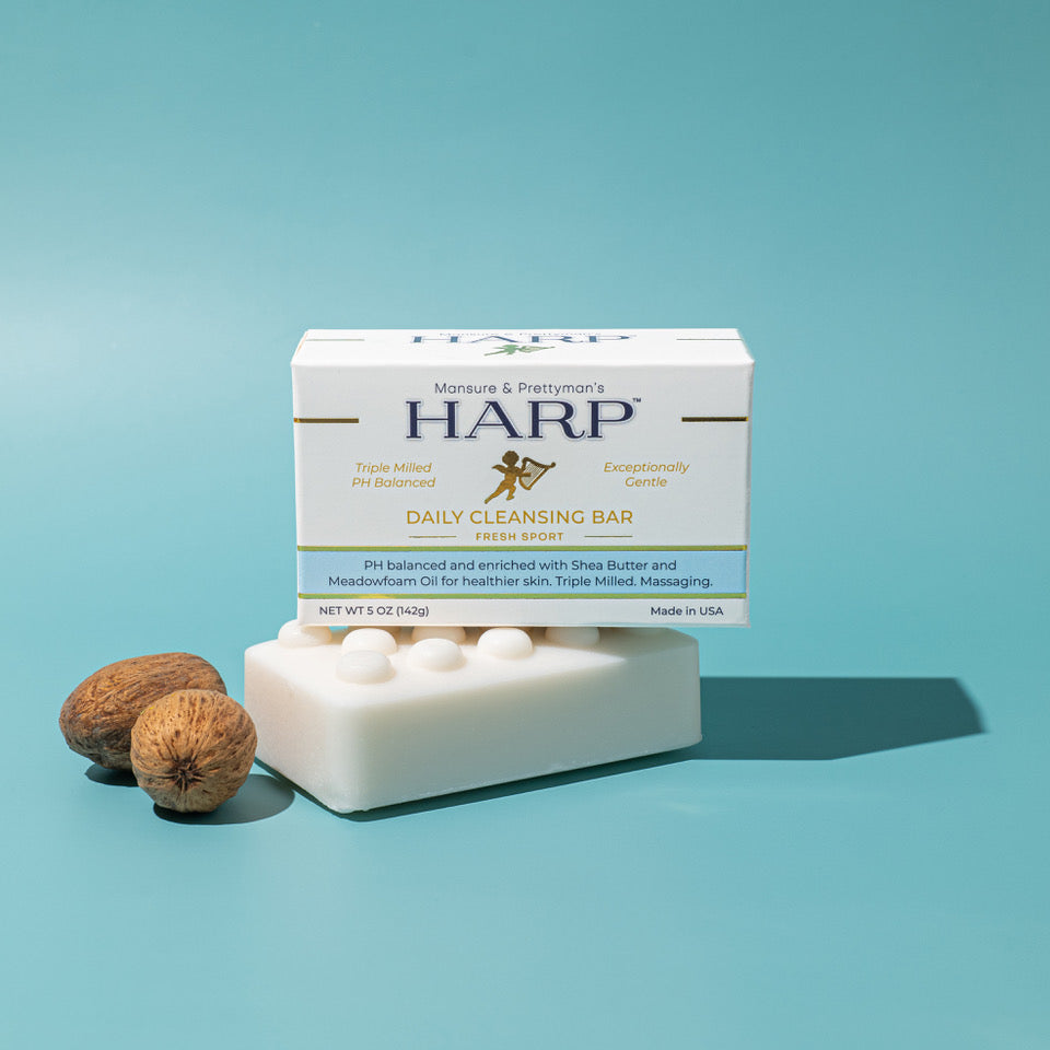 HARP pH-Balanced Body Wash Bar - Exceptionally Gentle For Dry or Sensitive Skin + Shea Butter-Borage oil- Meadowfoam | Non-Comedogenic | Soap-Free, Lye-Free. FRESH SPORT FRAGRANCE. 5oz