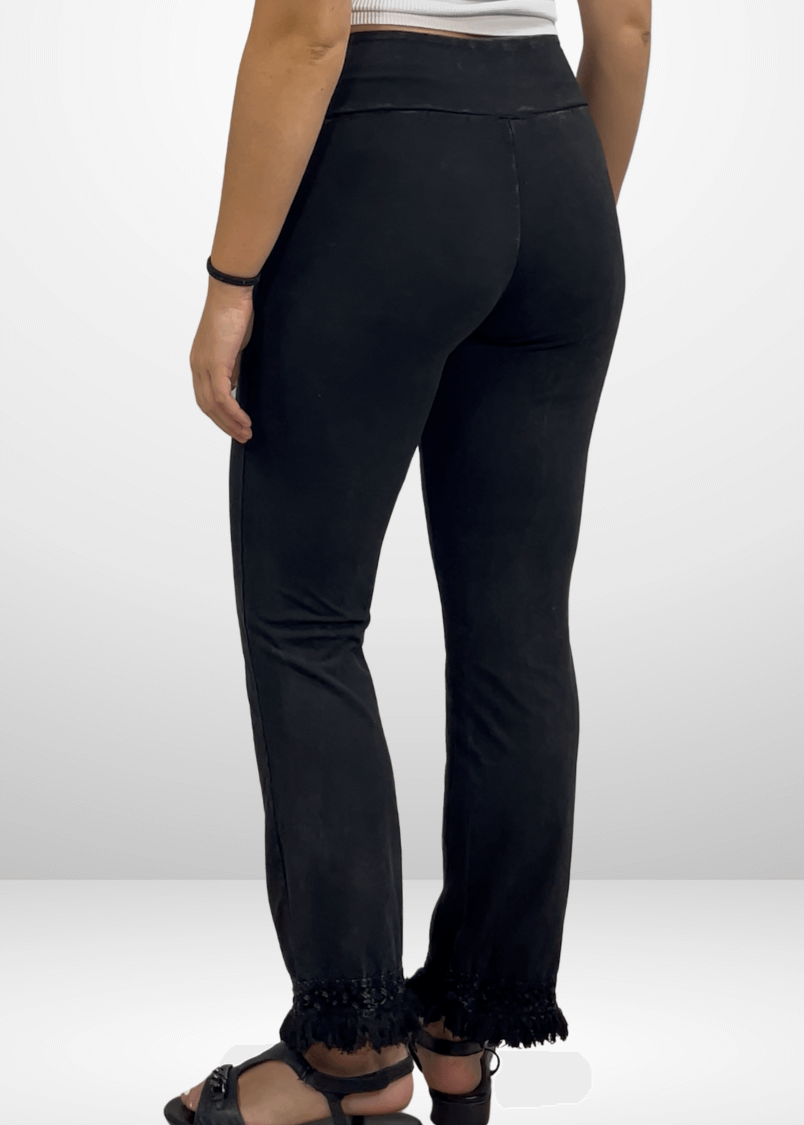 Mineral Washed Crochet Fringe Hem Pants - Concordia Style Boutique