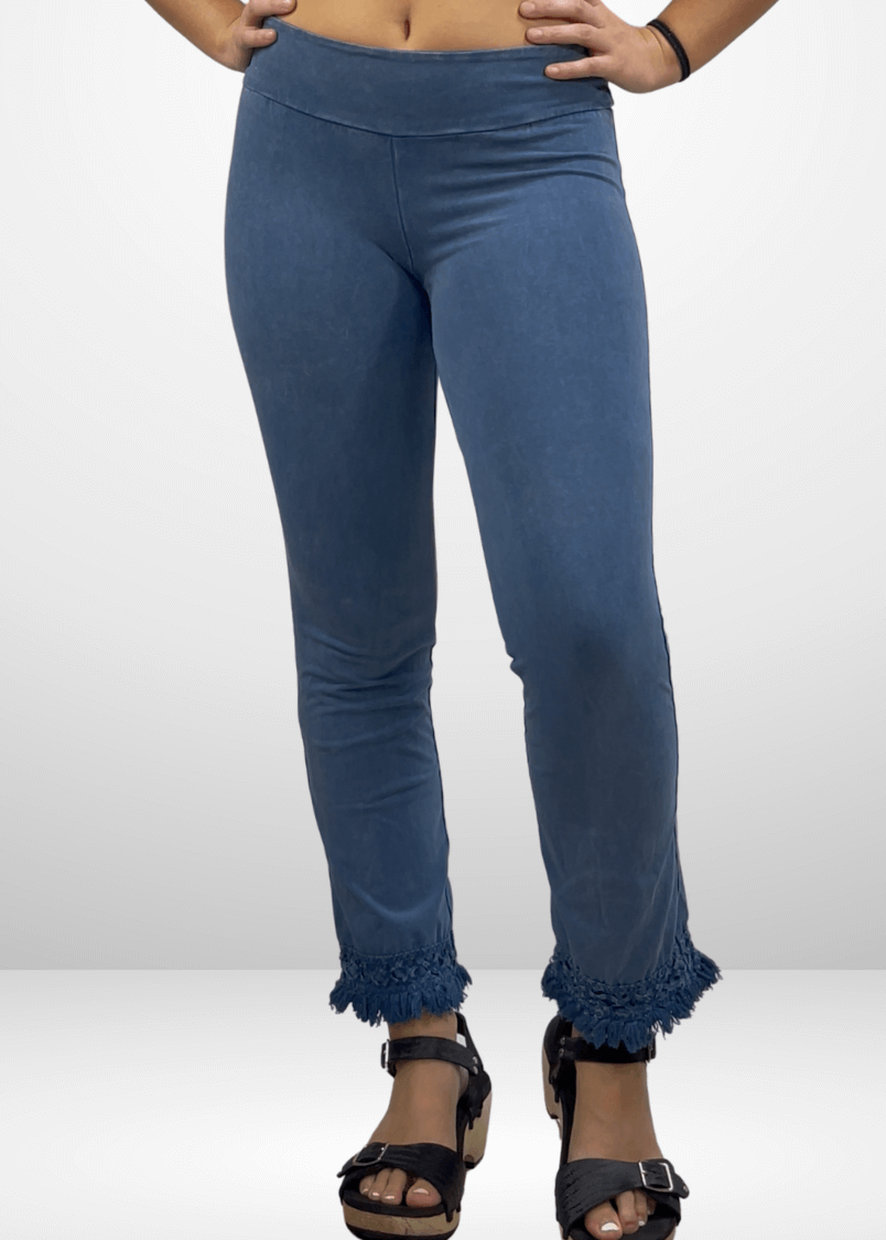 Mineral Washed Crochet Fringe Hem Pants - Concordia Style Boutique