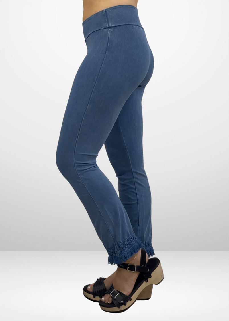 Mineral Washed Crochet Fringe Hem Pants - Concordia Style Boutique