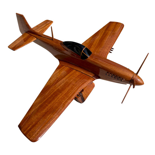 P51 Mustang Mahogany Wood Desktop Airplane Model