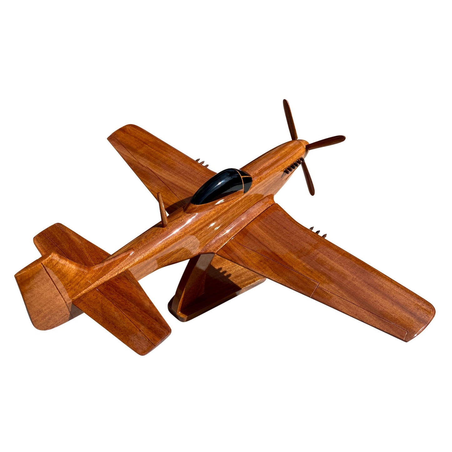P51 Mustang Mahogany Wood Desktop Airplane Model