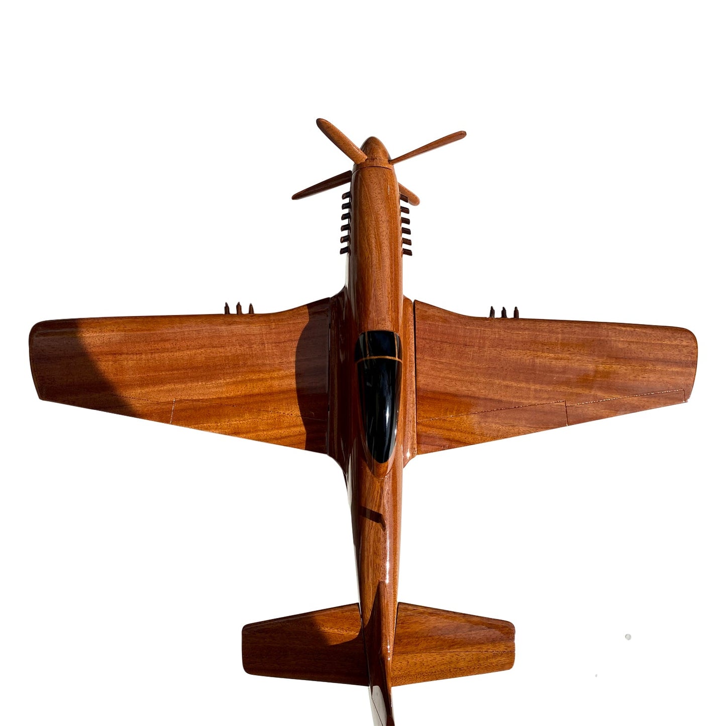 P51 Mustang Mahogany Wood Desktop Airplane Model