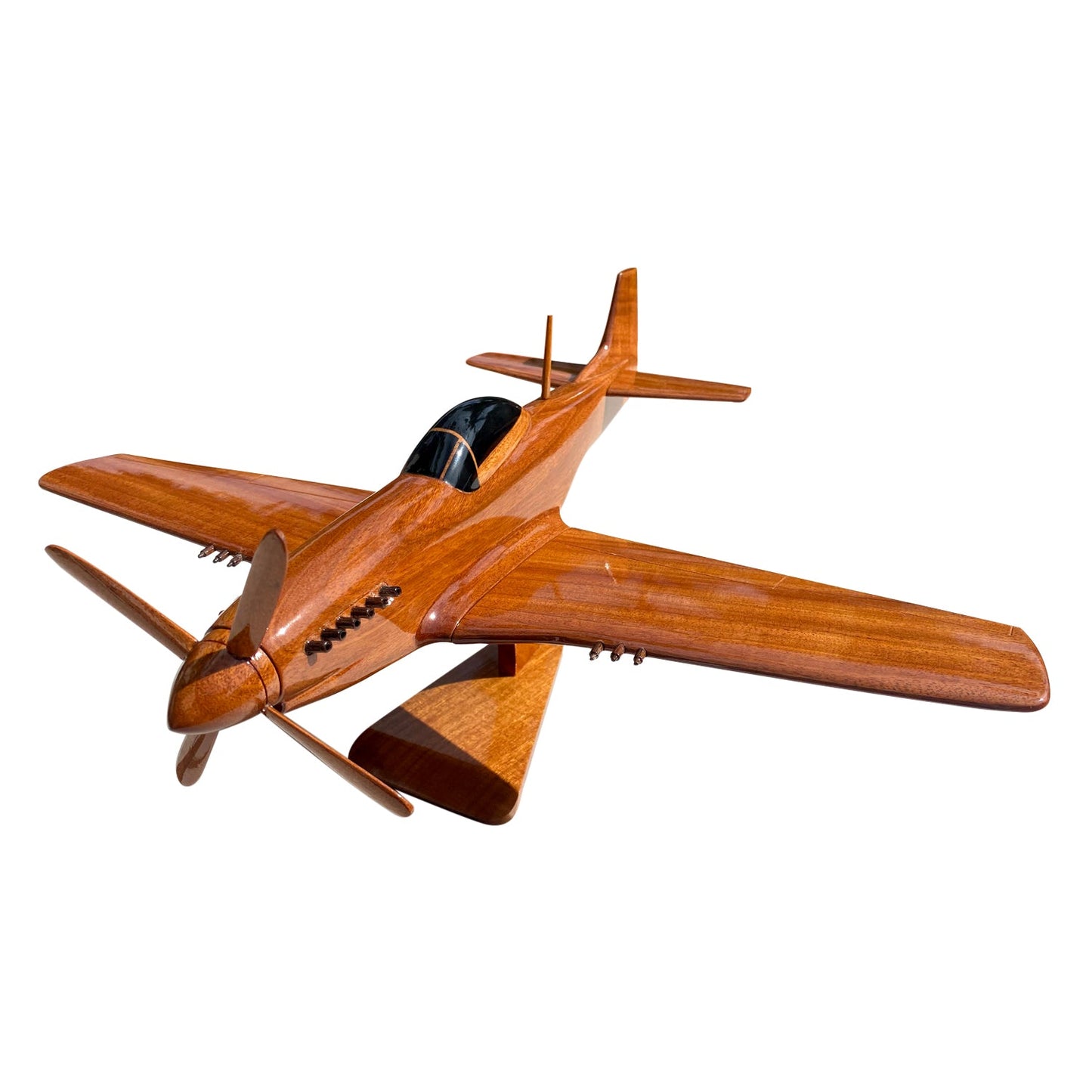 P51 Mustang Mahogany Wood Desktop Airplane Model