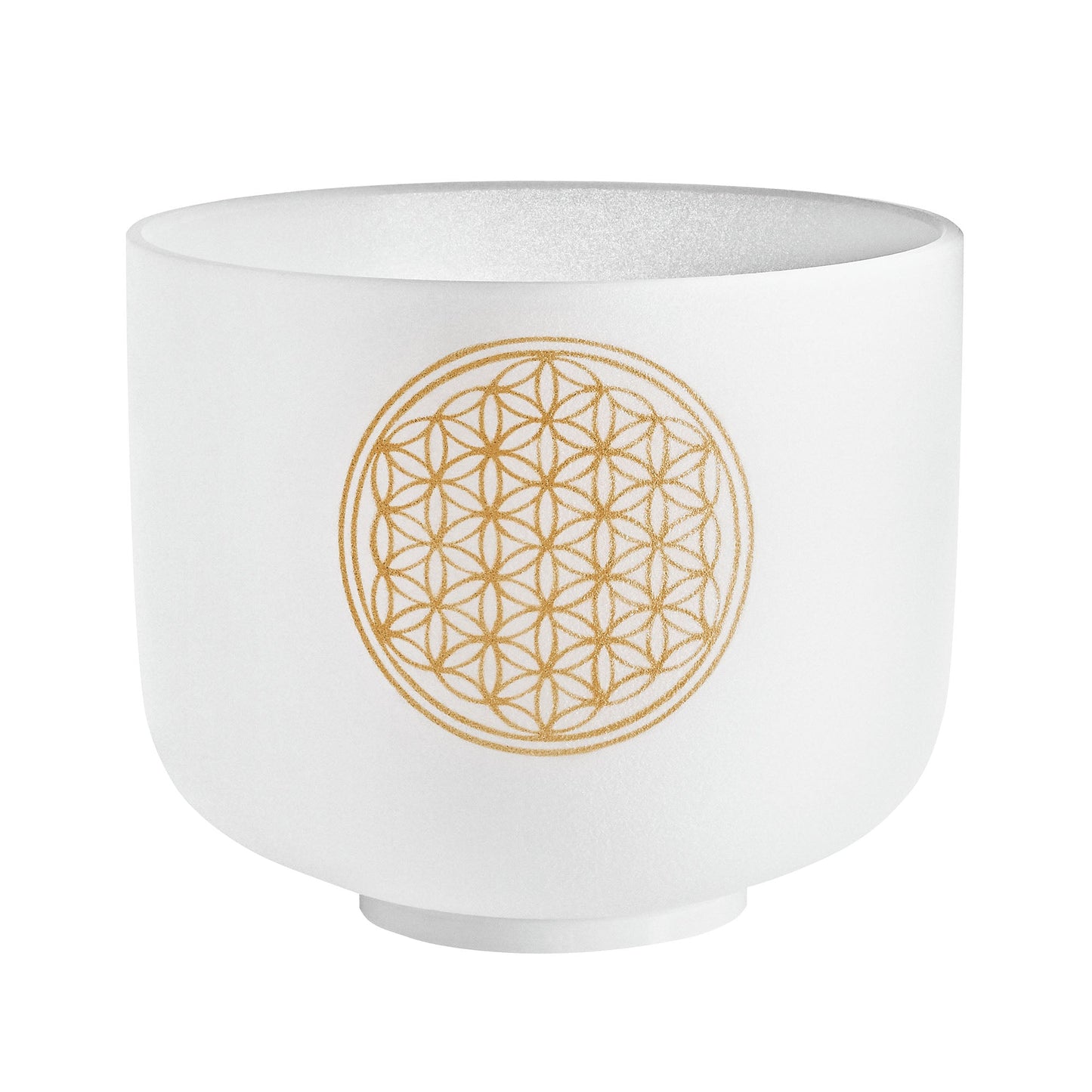 8" White-Frosted Crystal Singing Bowl, Flower of Life 128 Hz