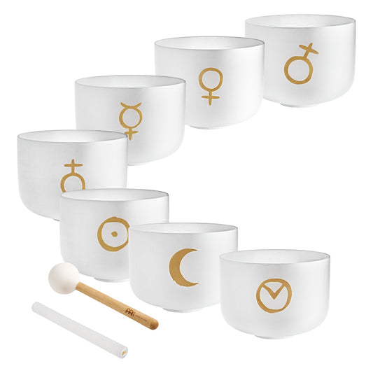 7-Piece Crystal Singing Bowl Chakra Set, Planetary Tuned