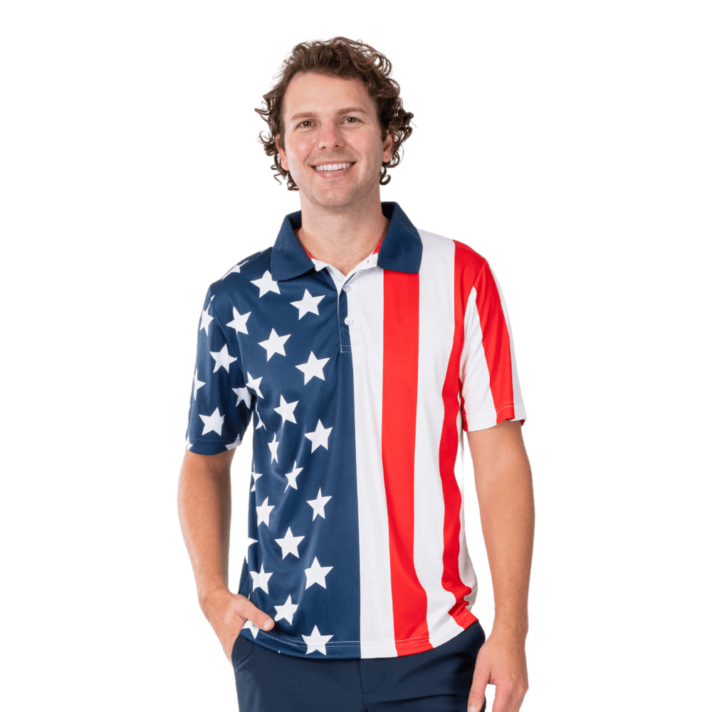 Men's Performance Golf American Flag Shirt - Concordia Style Boutique