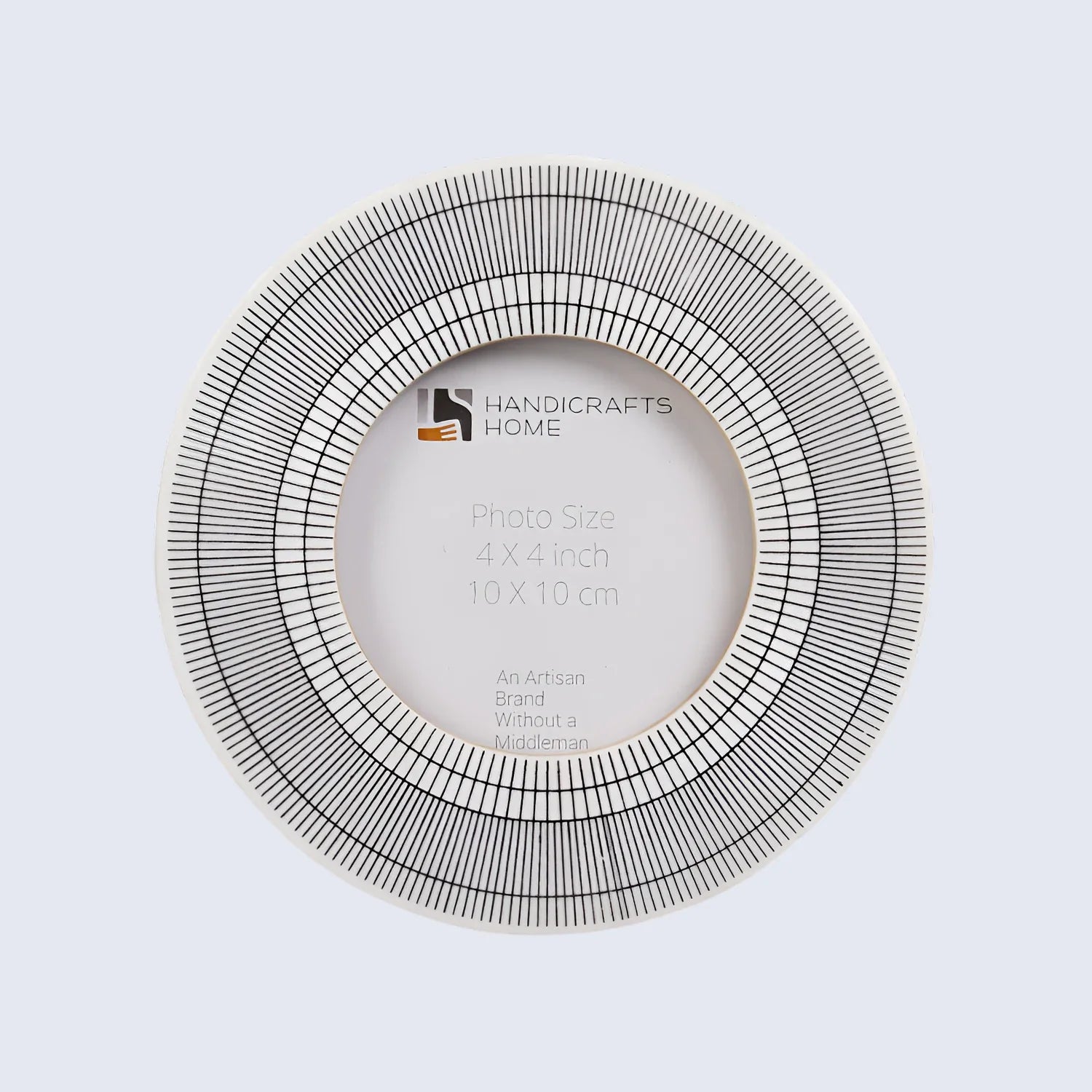 4x4 Round Black & White Picture Frame Linear Sunburst Pattern - Concordia Style Boutique