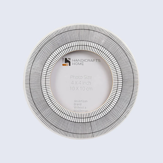 4x4 Round Black & White Picture Frame Linear Sunburst Pattern - Concordia Style Boutique