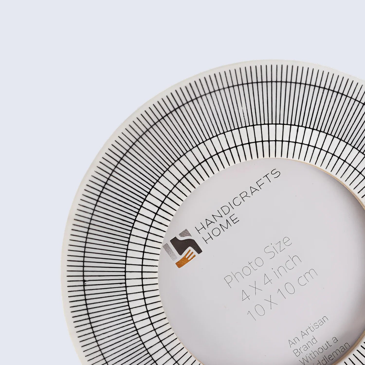 4x4 Round Black & White Picture Frame Linear Sunburst Pattern - Concordia Style Boutique