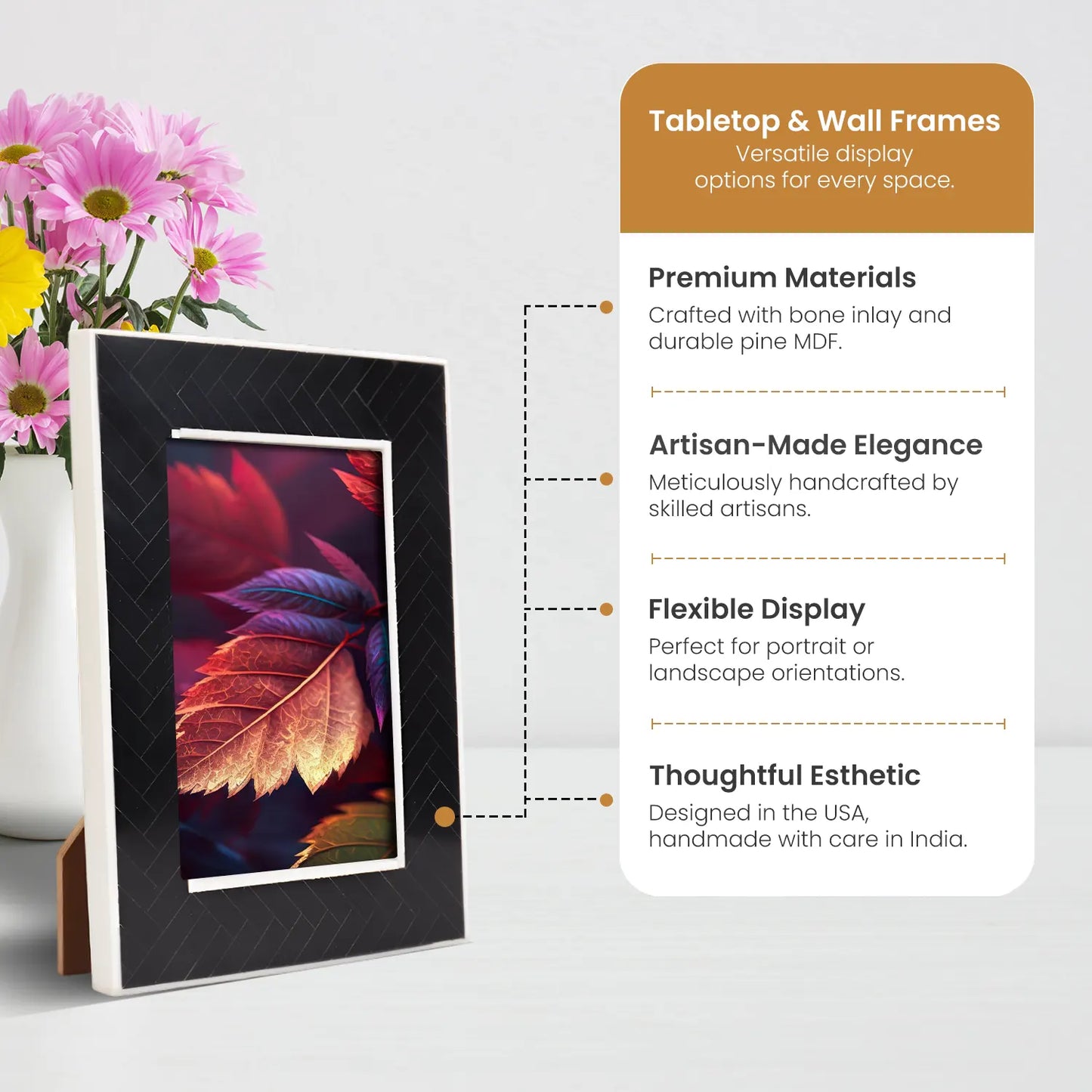 Black & White Resin Inlay Handmade Picture Frame – 4x6 & 5x7 - Concordia Style Boutique