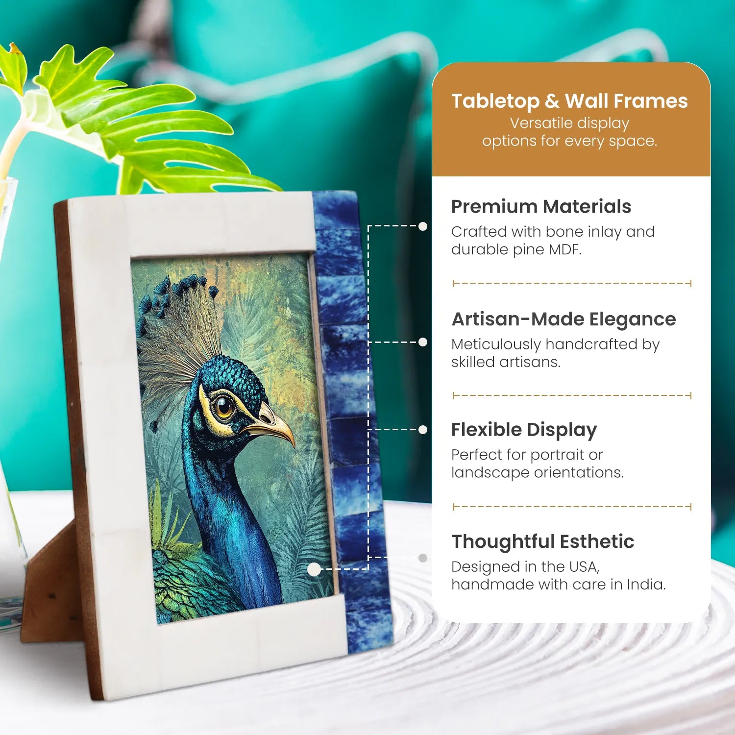 Plain White & Blue Bone Inlay Picture Frame - 4x6 & 5x7 - Concordia Style Boutique