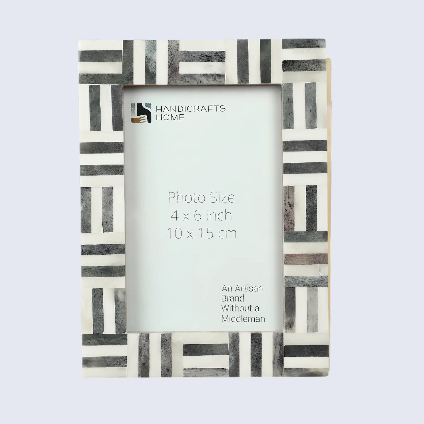 Grey & White Bone Inlay Brick Pattern Frame 4x6 & 5x7 - Concordia Style Boutique