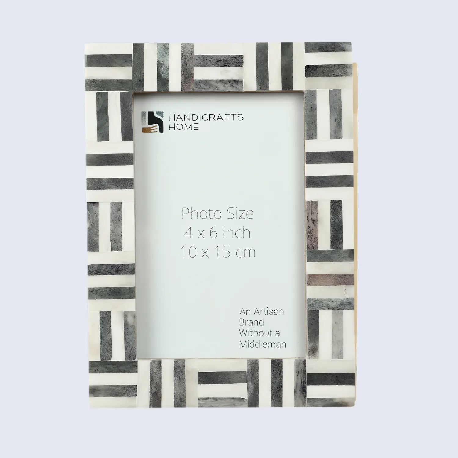 Grey & White Bone Inlay Brick Pattern Frame 4x6 & 5x7 - Concordia Style Boutique