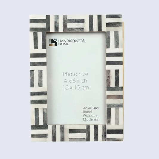 Grey & White Bone Inlay Brick Pattern Frame 4x6 & 5x7 - Concordia Style Boutique