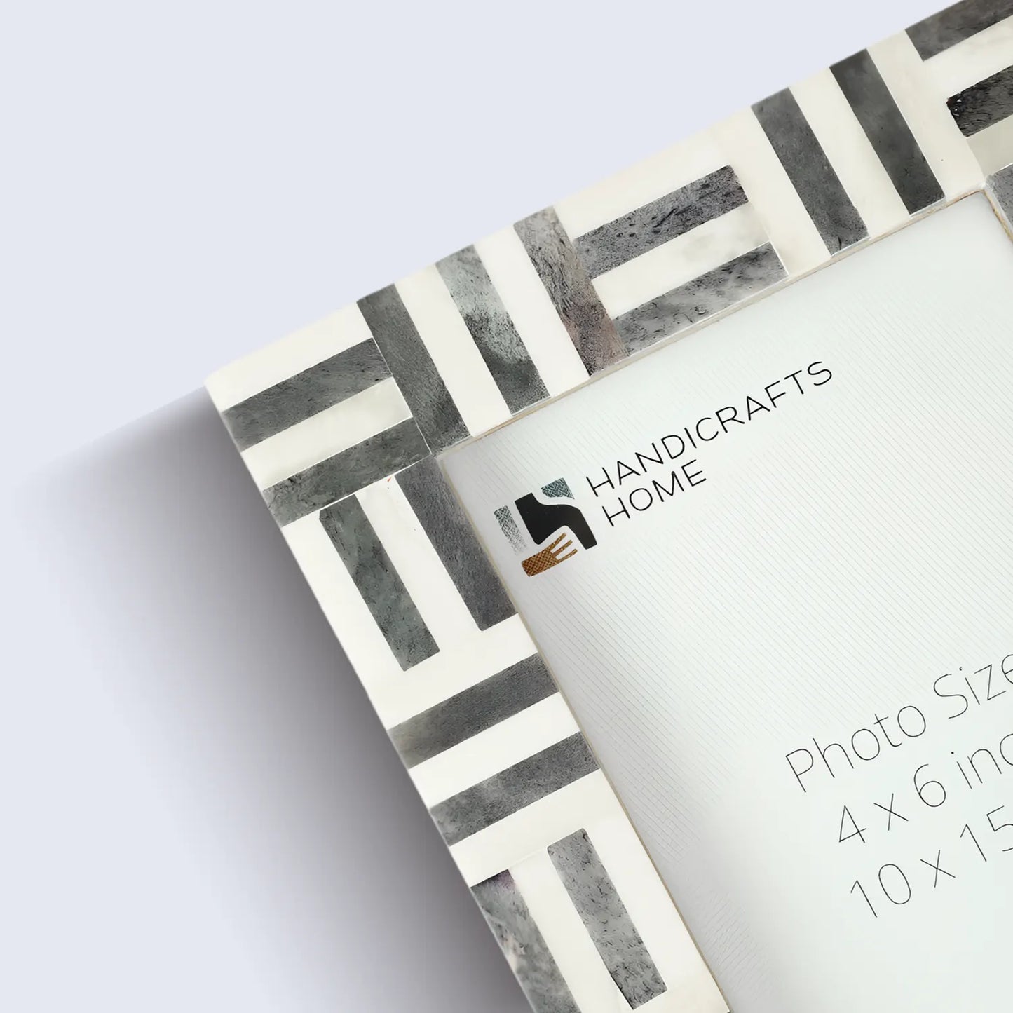 Grey & White Bone Inlay Brick Pattern Frame 4x6 & 5x7 - Concordia Style Boutique