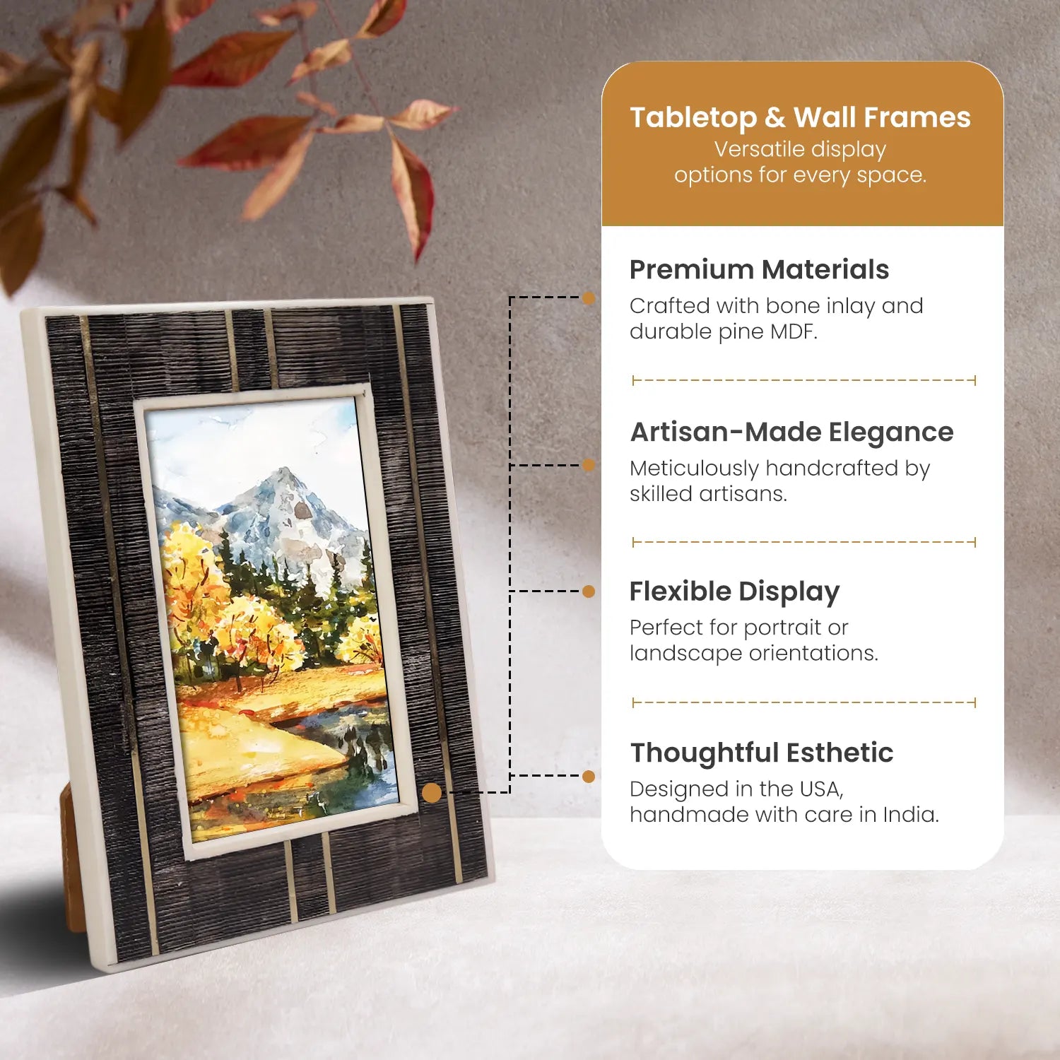Horn Inlay & Resin Inlay Shagrin Picture Photo Frames Brown, 4x6 5x7 - Concordia Style Boutique