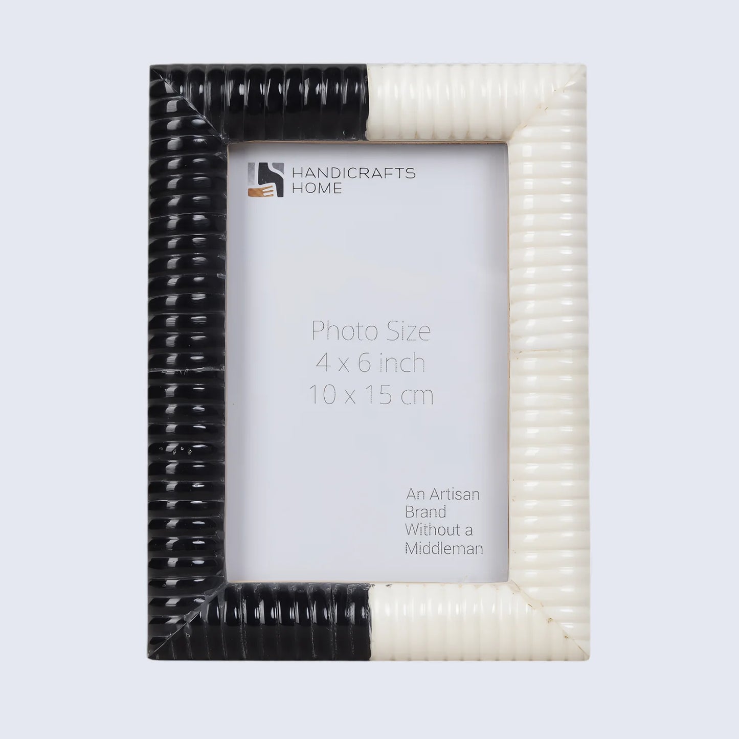 Ridged Black & White Bone & Resin Inlay Picture Frame- 4x6 & 5x7 - Concordia Style Boutique