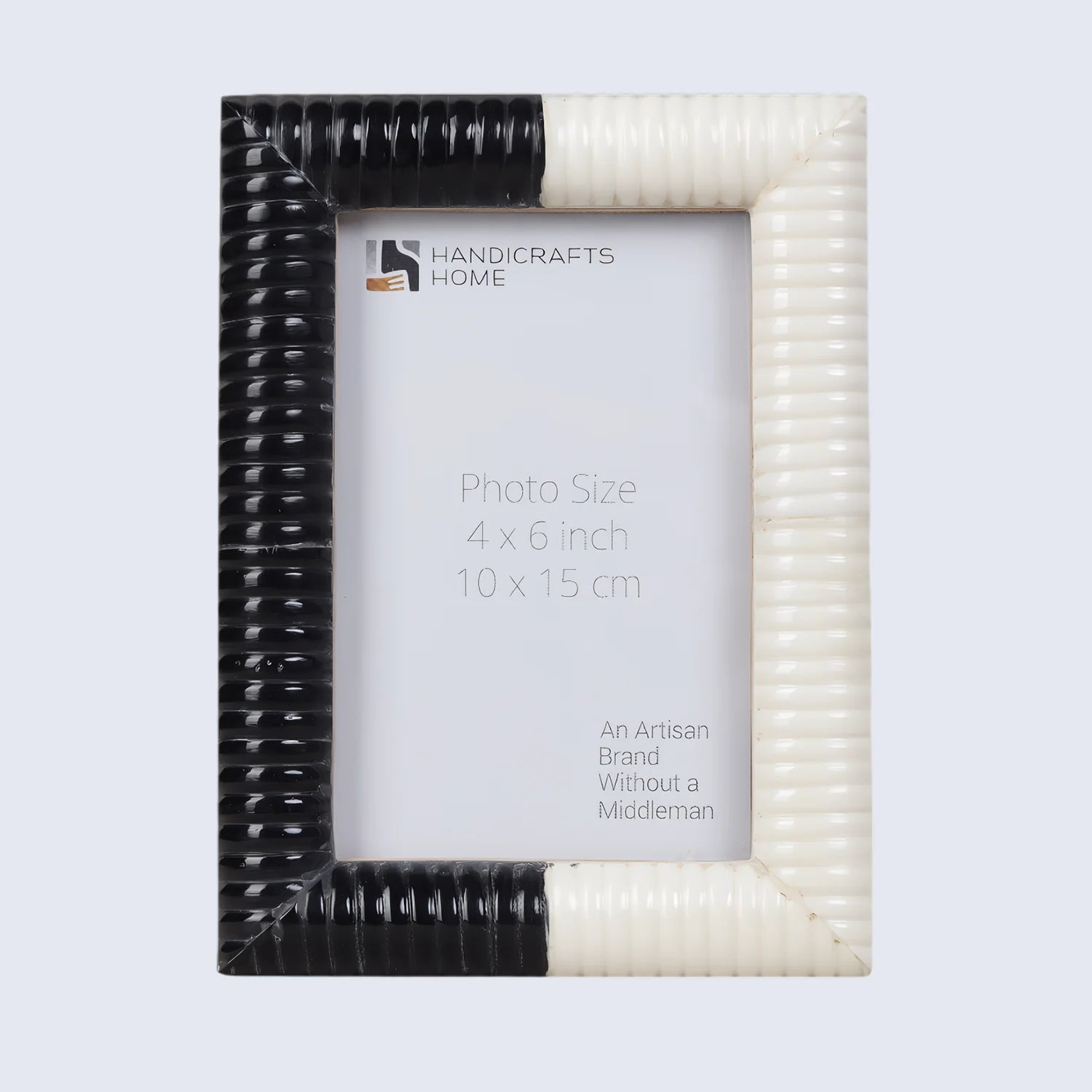 Ridged Black & White Bone & Resin Inlay Picture Frame- 4x6 & 5x7 - Concordia Style Boutique