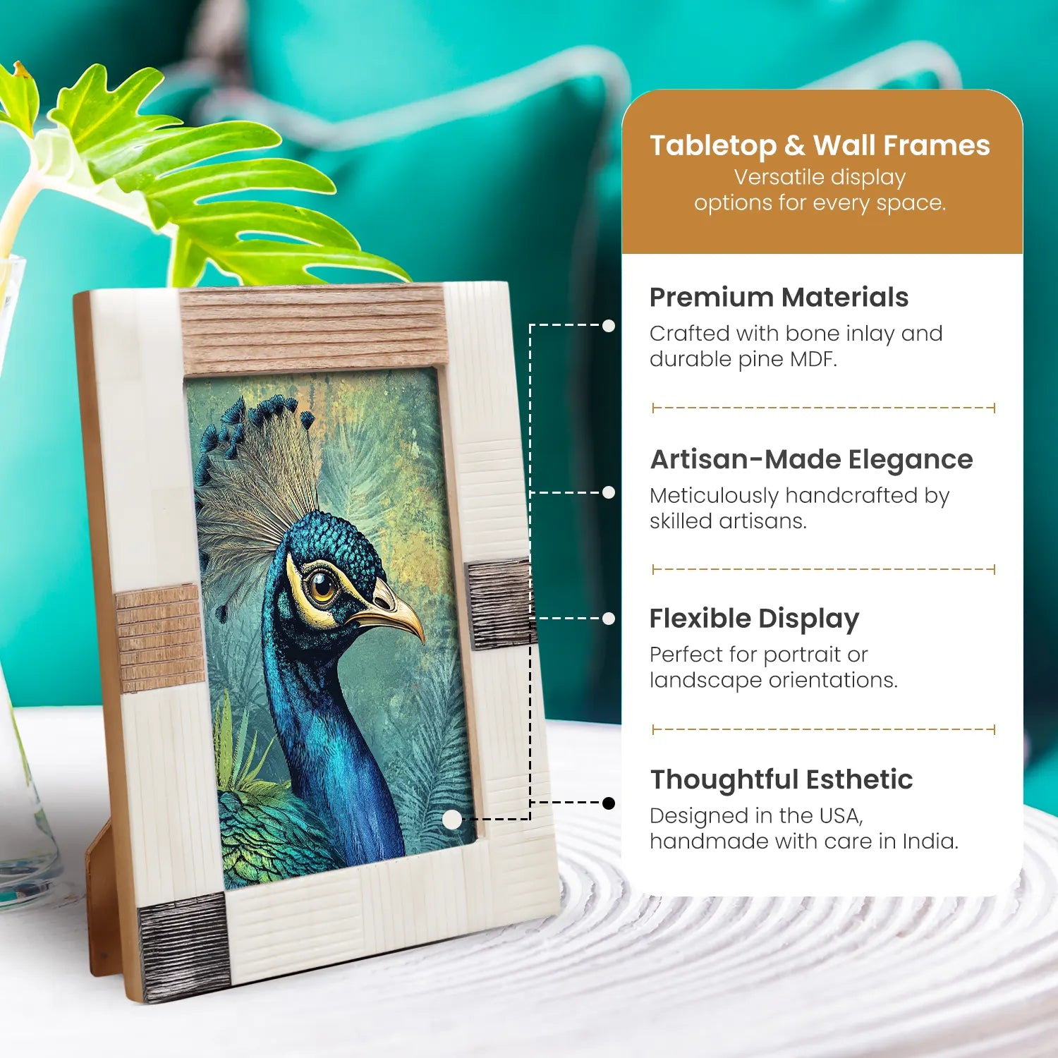 Horn, Wood & Bone Inlay Handmade Neutral Picture Frames - 4x6, 5x7 - Concordia Style Boutique