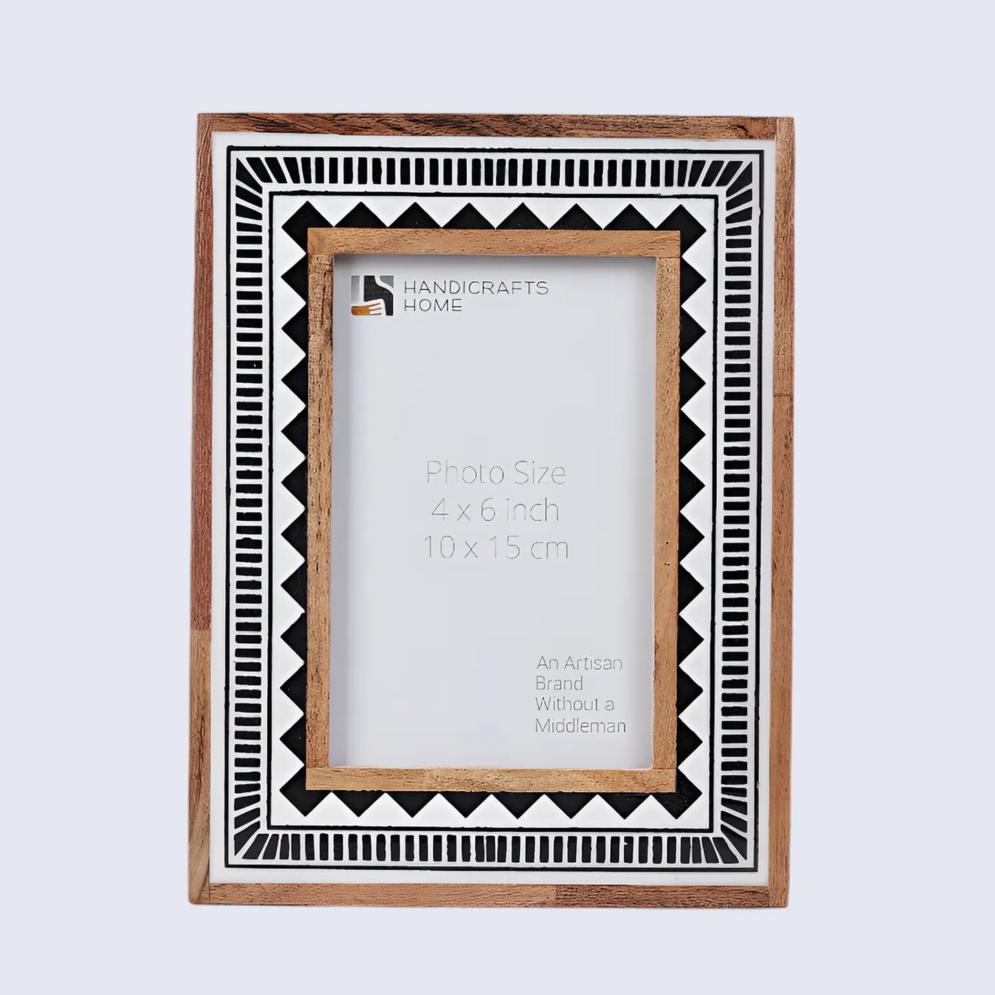 Wood Resin Inlay Handmade Black & White Geometric Picture Frame – 4x6, 5x7 - Concordia Style Boutique