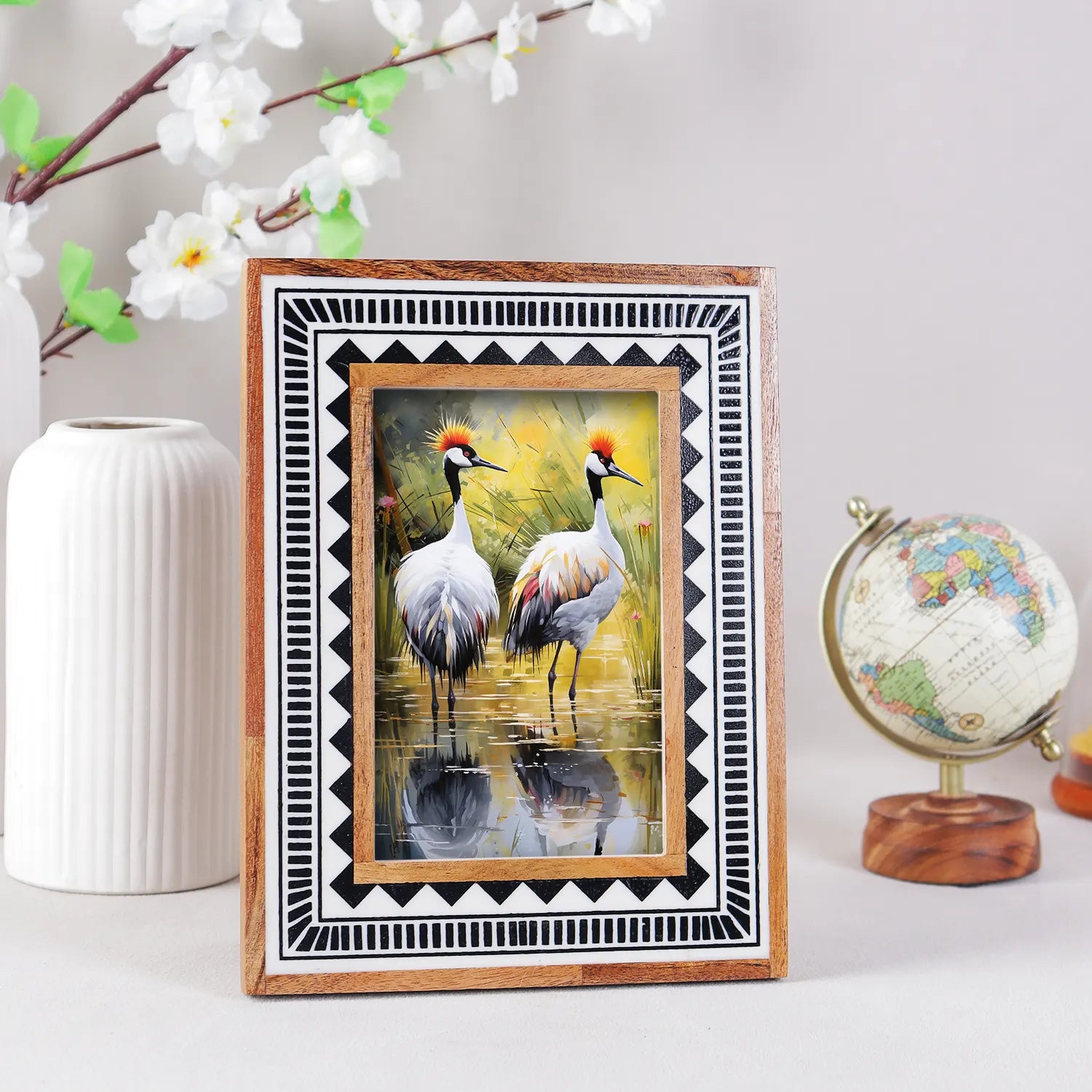 Wood Resin Inlay Handmade Black & White Geometric Picture Frame – 4x6, 5x7 - Concordia Style Boutique