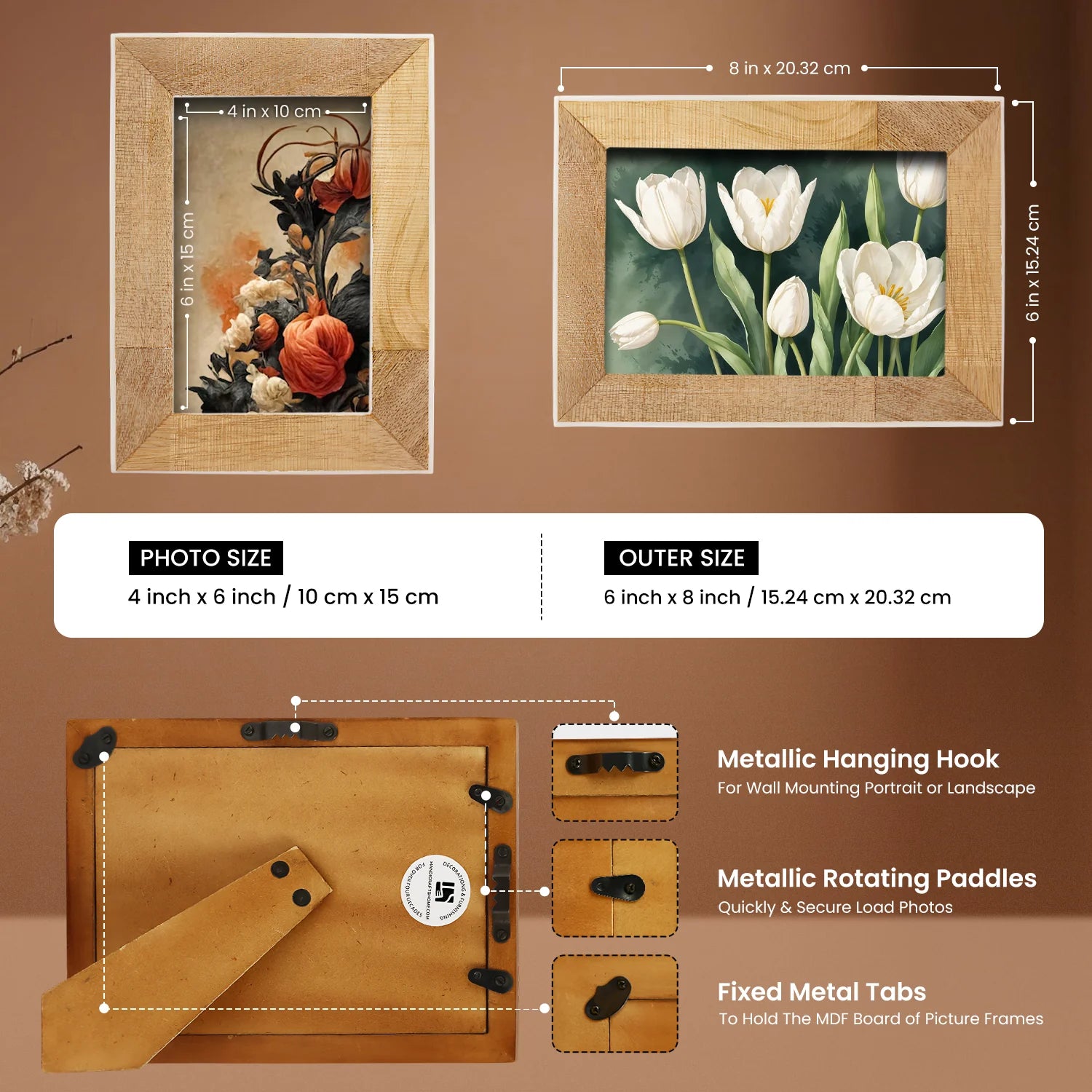 Wood & Bone inlay Wooden Handmade Picture Frame - Concordia Style Boutique