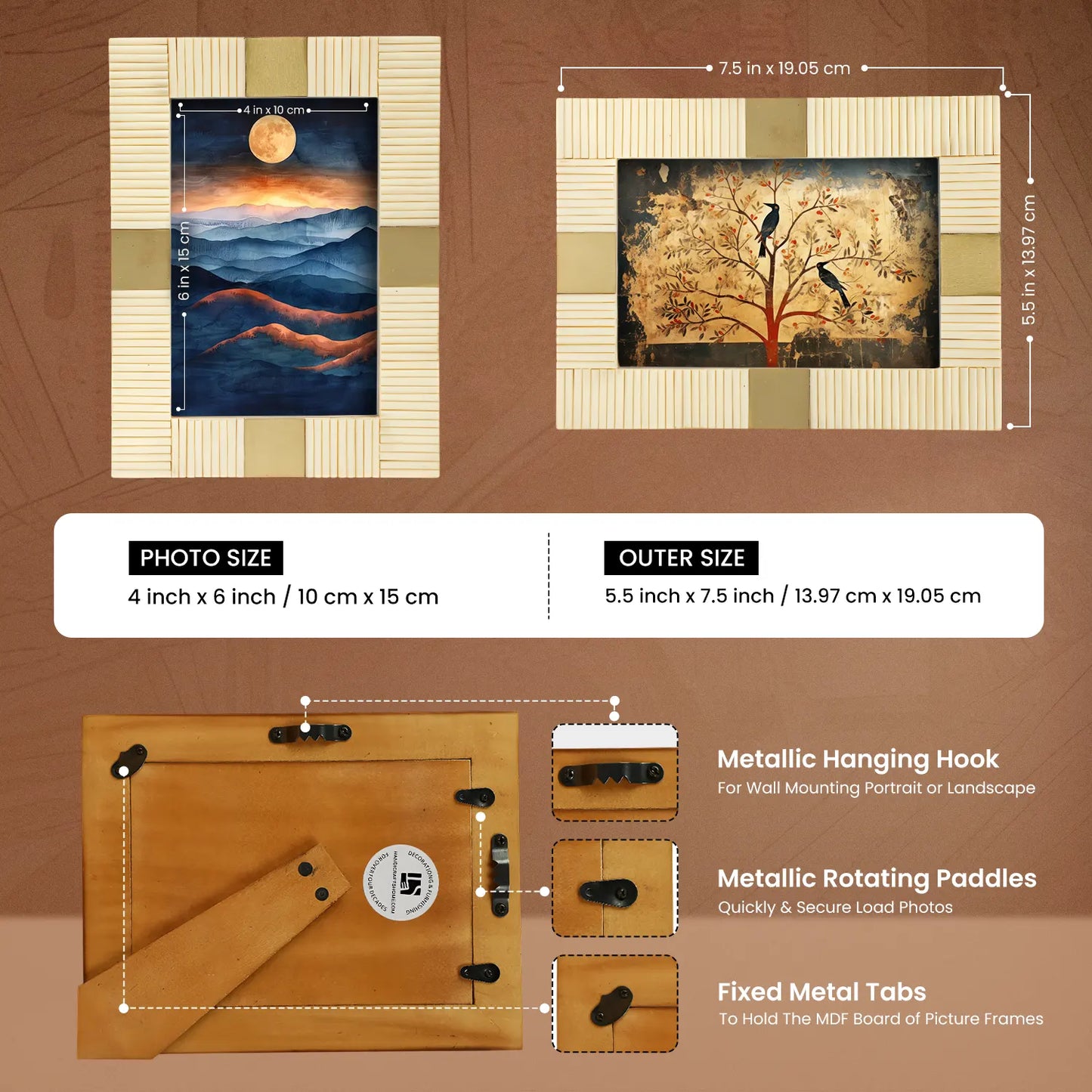 Resin Inlay White & Gold Picture Frame For Desk & Wall-3 Sizes - Concordia Style Boutique