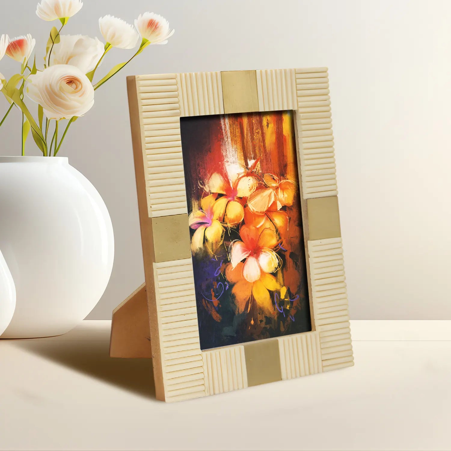 Resin Inlay White & Gold Picture Frame For Desk & Wall-3 Sizes - Concordia Style Boutique