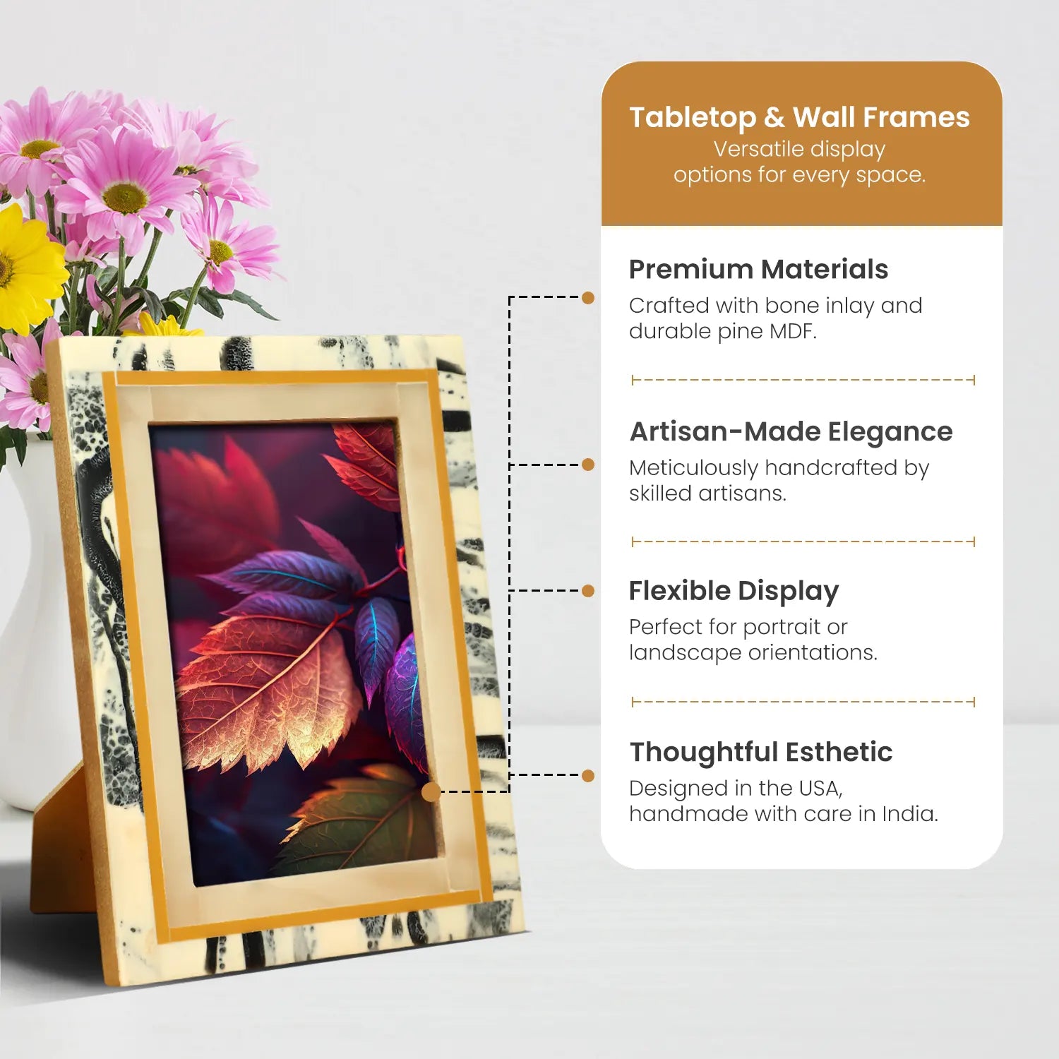 Ivory Abstract Ink Resin Inlay Picture Frame in 4x6 & 5x7 - Concordia Style Boutique