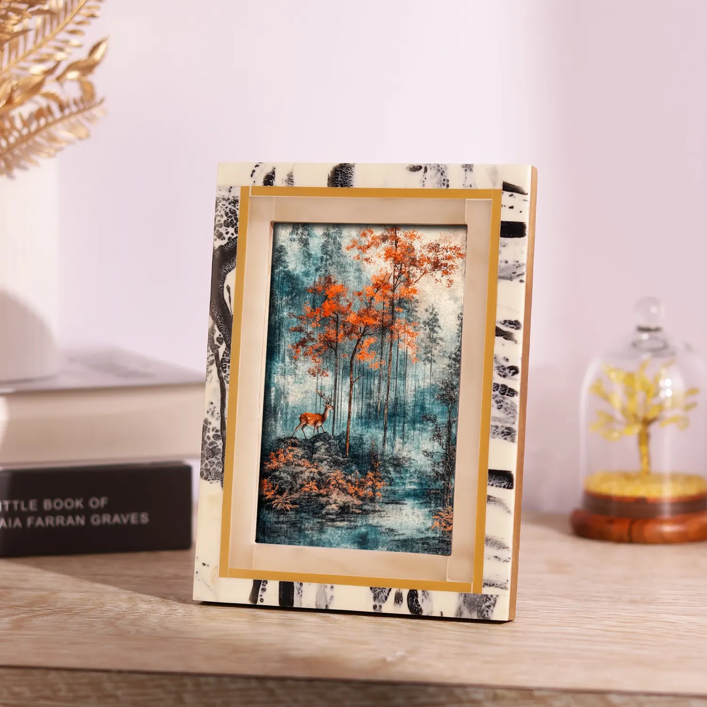 Ivory Abstract Ink Resin Inlay Picture Frame in 4x6 & 5x7 - Concordia Style Boutique