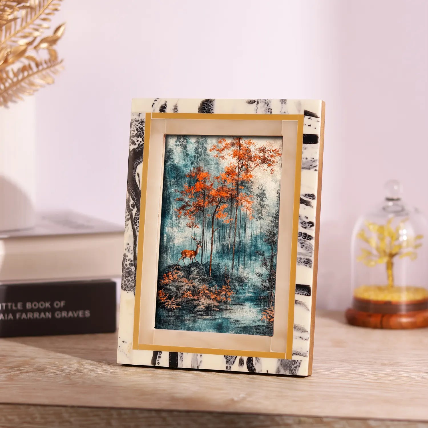 Ivory Abstract Ink Resin Inlay Picture Frame in 4x6 & 5x7 - Concordia Style Boutique