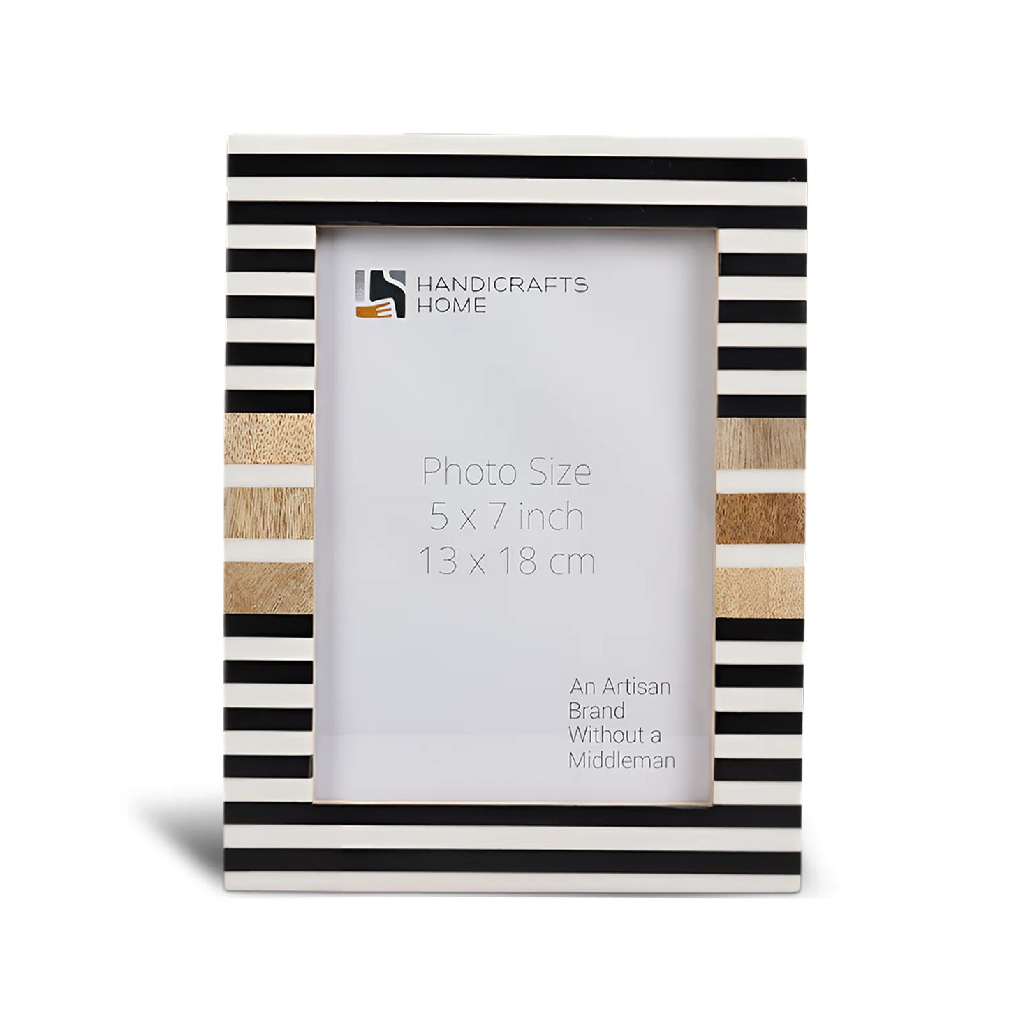 Wood & Resin Inlay Striped Picture Frame, Black & White - Concordia Style Boutique