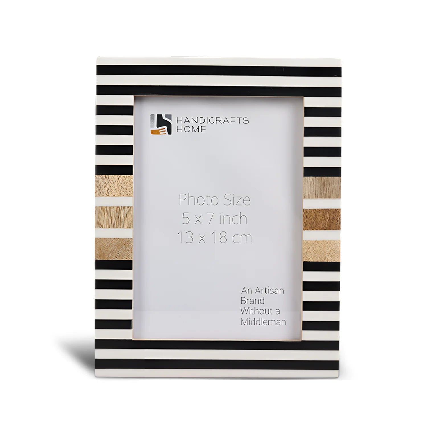 Wood & Resin Inlay Striped Picture Frame, Black & White - Concordia Style Boutique