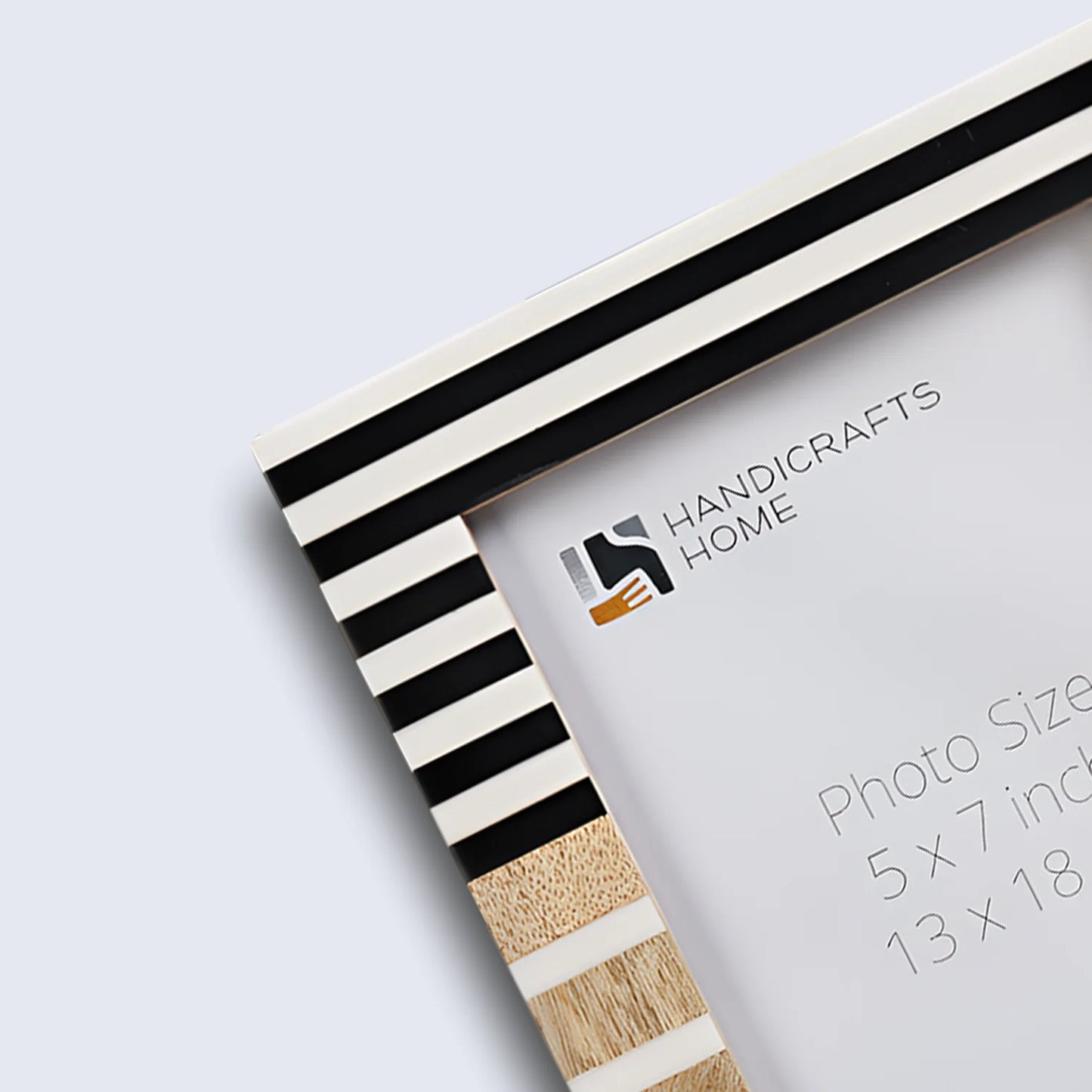 Wood & Resin Inlay Striped Picture Frame, Black & White - Concordia Style Boutique