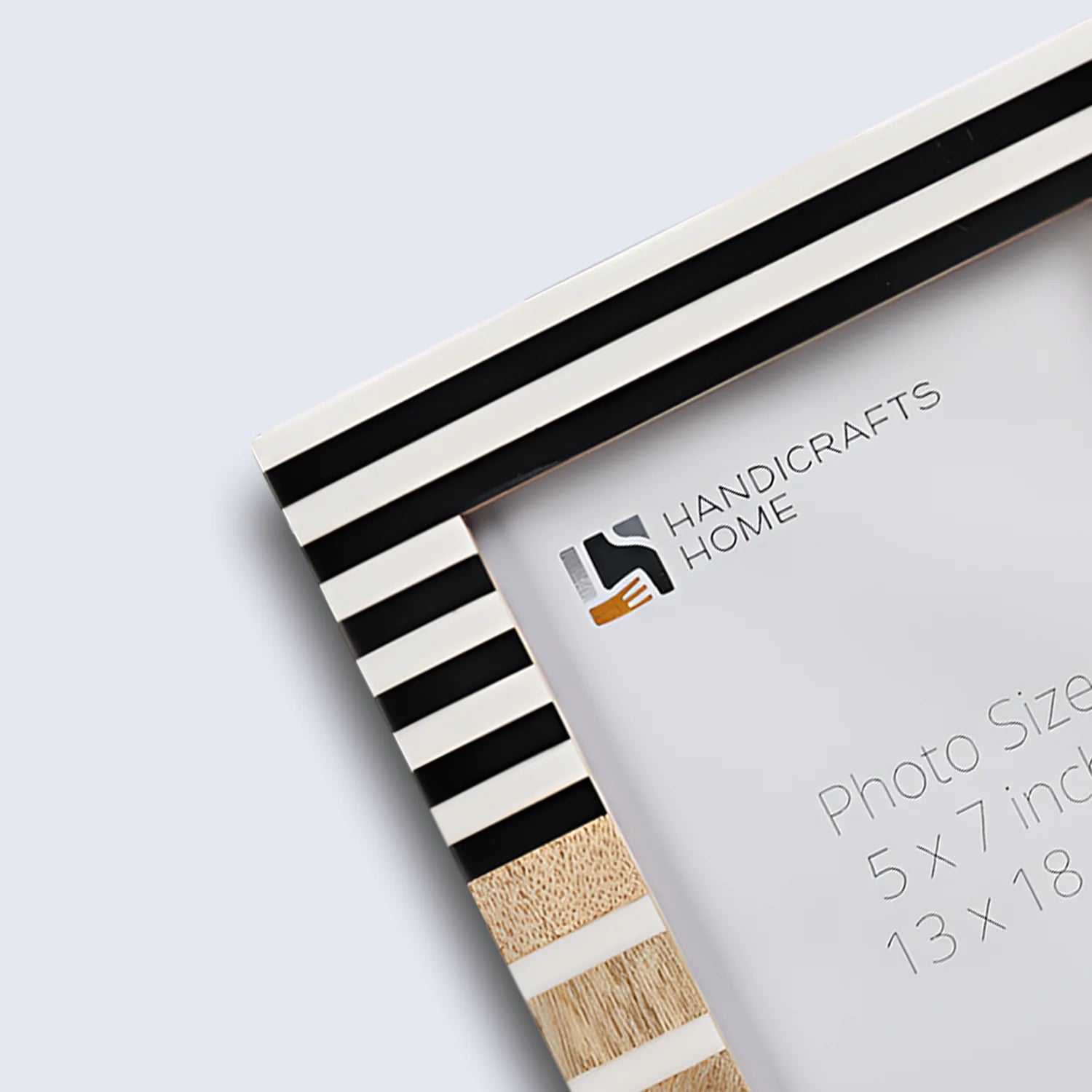 Wood & Resin Inlay Striped Picture Frame, Black & White - Concordia Style Boutique