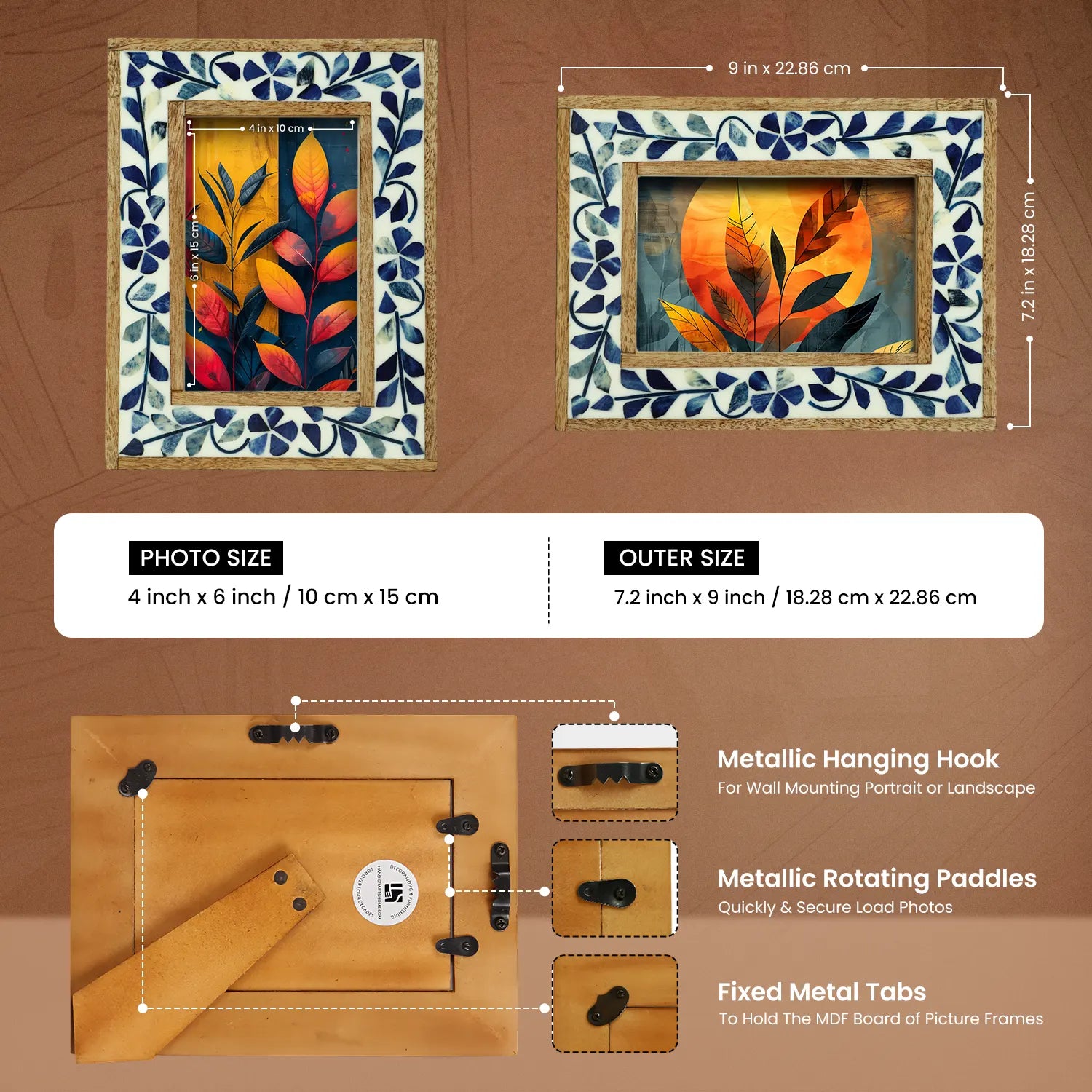 Alhambra Collection 4x6 Bone & Resin Inlay Picture Frame - Concordia Style Boutique