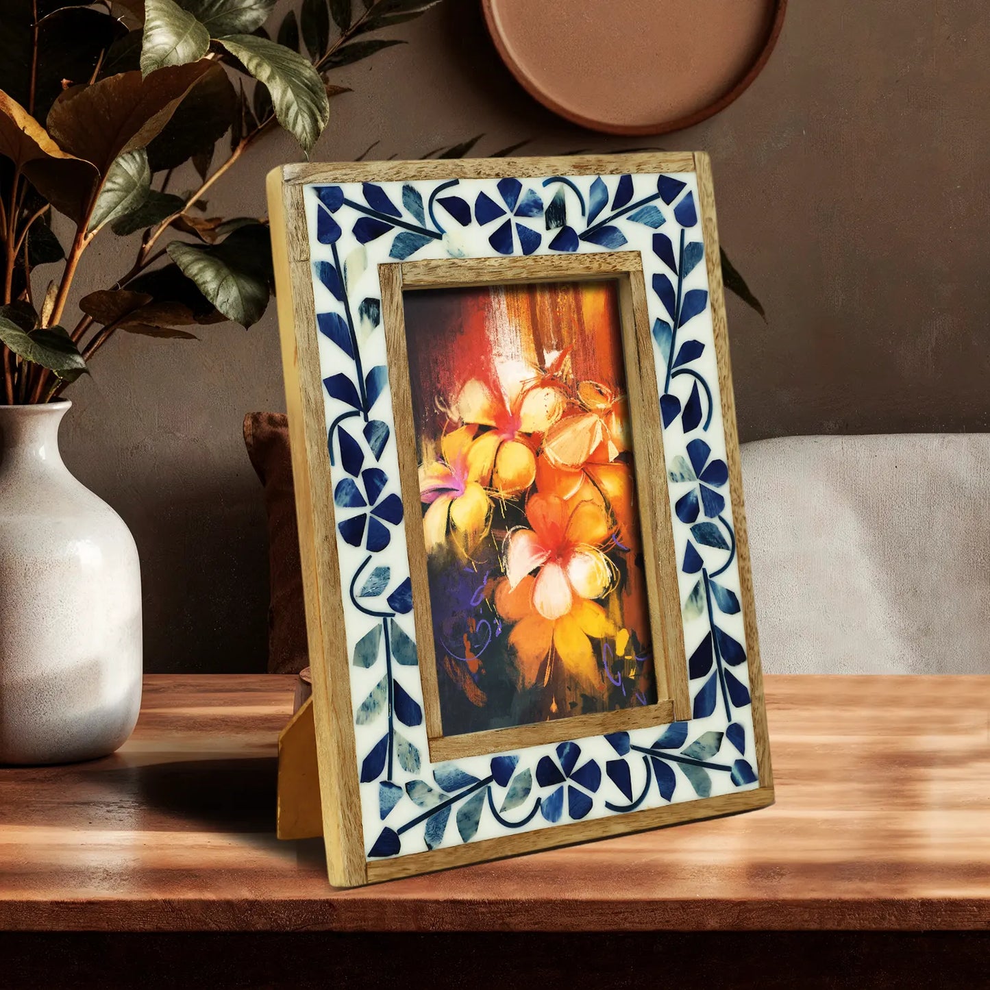 Alhambra Collection 4x6 Bone & Resin Inlay Picture Frame - Concordia Style Boutique
