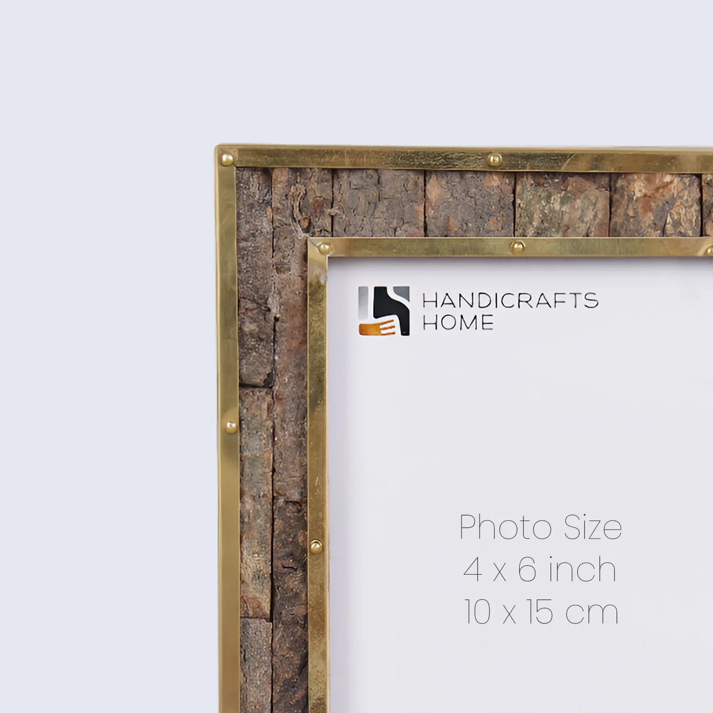 Brass & Wood Inlay Blacksmith Bastion Picture Frame, Brown & Gold 4x6 - Concordia Style Boutique