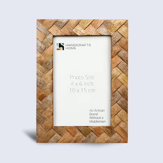 Wood Inlay Cinnamon Plaits Pattern Picture Photo Frame - 4x6 - Concordia Style Boutique