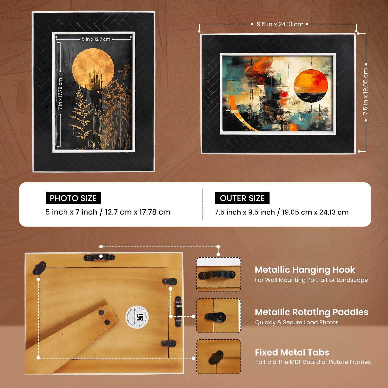 Black & White Resin Inlay Handmade Picture Frame – 4x6 & 5x7 - Concordia Style Boutique