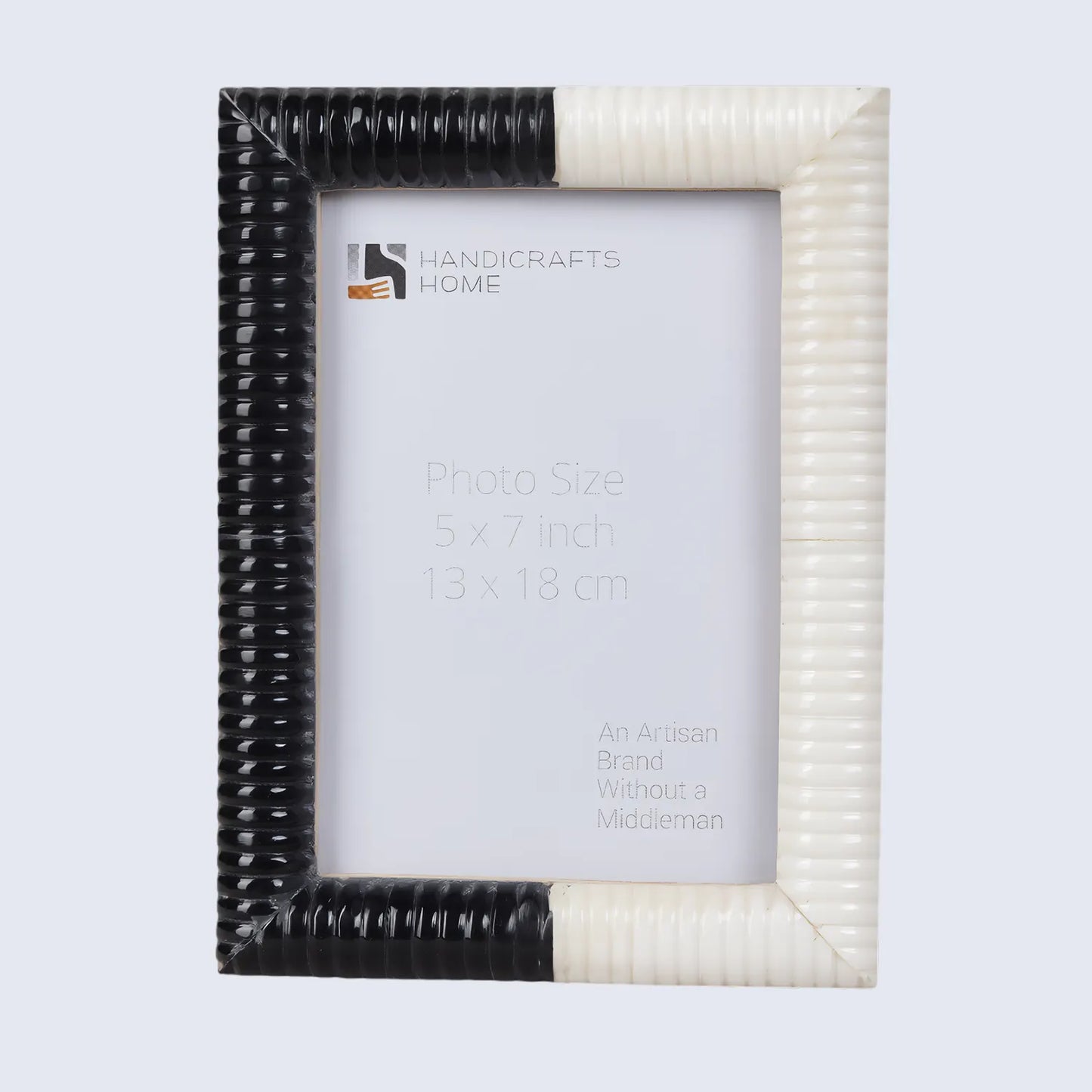 Ridged Black & White Bone & Resin Inlay Picture Frame- 4x6 & 5x7 - Concordia Style Boutique